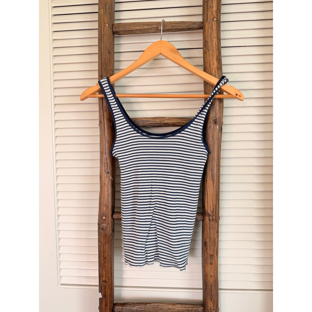 Brandy Melville Striped Tank Top One Size Blue White
